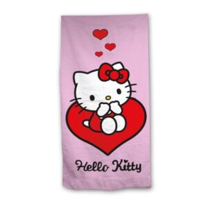 Hello Kitty strandlaken Rood Hart - Rood - 70 x 140 cm - Polyester