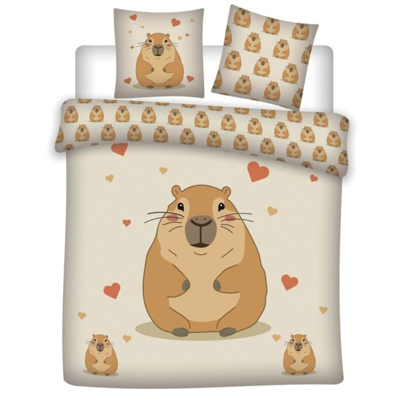 Capybara Dekbedovertrek - 240 x 220 cm - 65 x 65 cm - Polykatoen