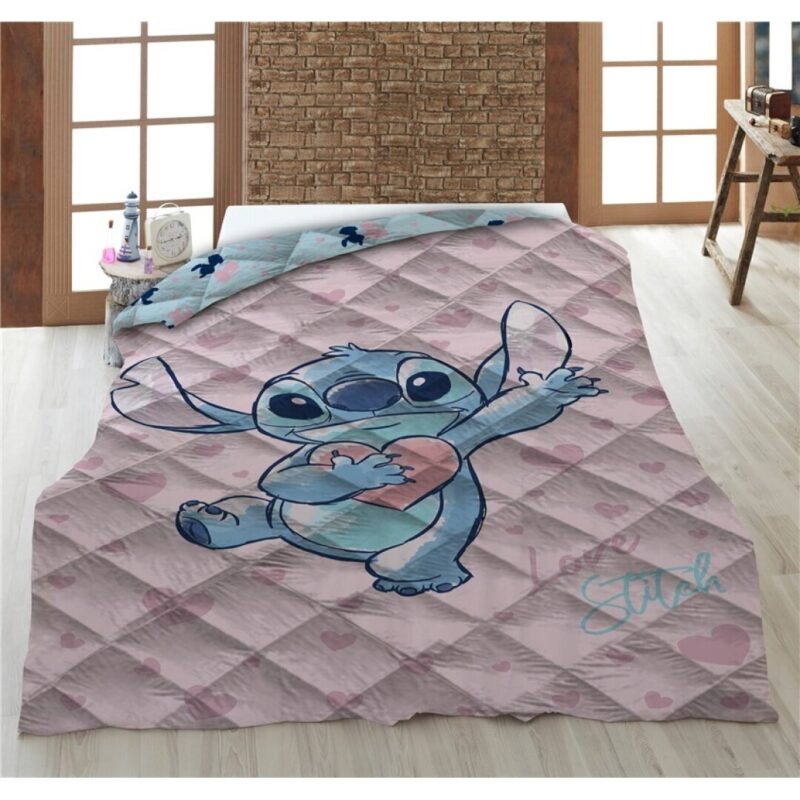Lilo en Stitch sprei Love Hartjes - 140 x 200 cm - Polyester