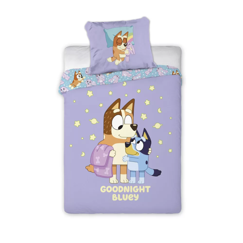 Bluey dekbedovertrek Goodnight 100 x 135 cm - Paars - 100 x 135 cm - Katoen