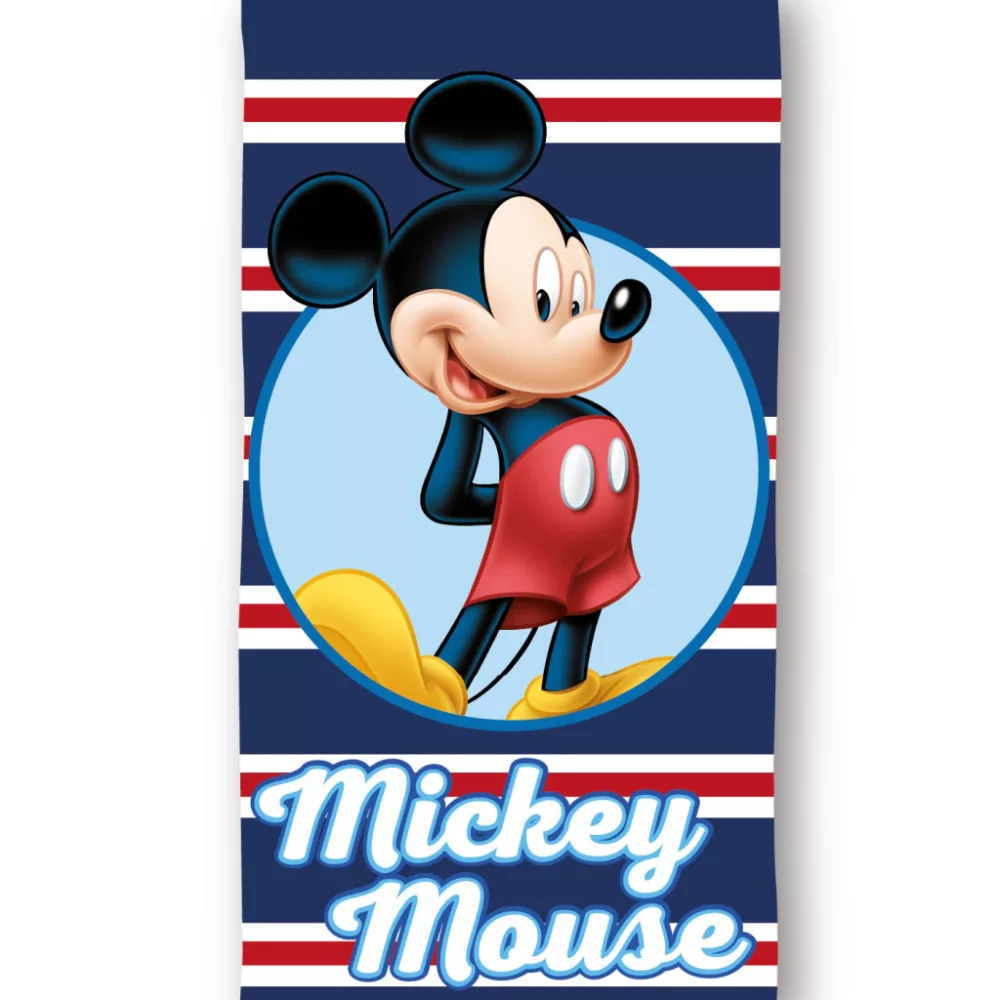 Disney Mickey Mouse strandlaken Navy Stripe sneldrogend 70 x 140 cm - Blauw - 70 x 140 cm - Polyester