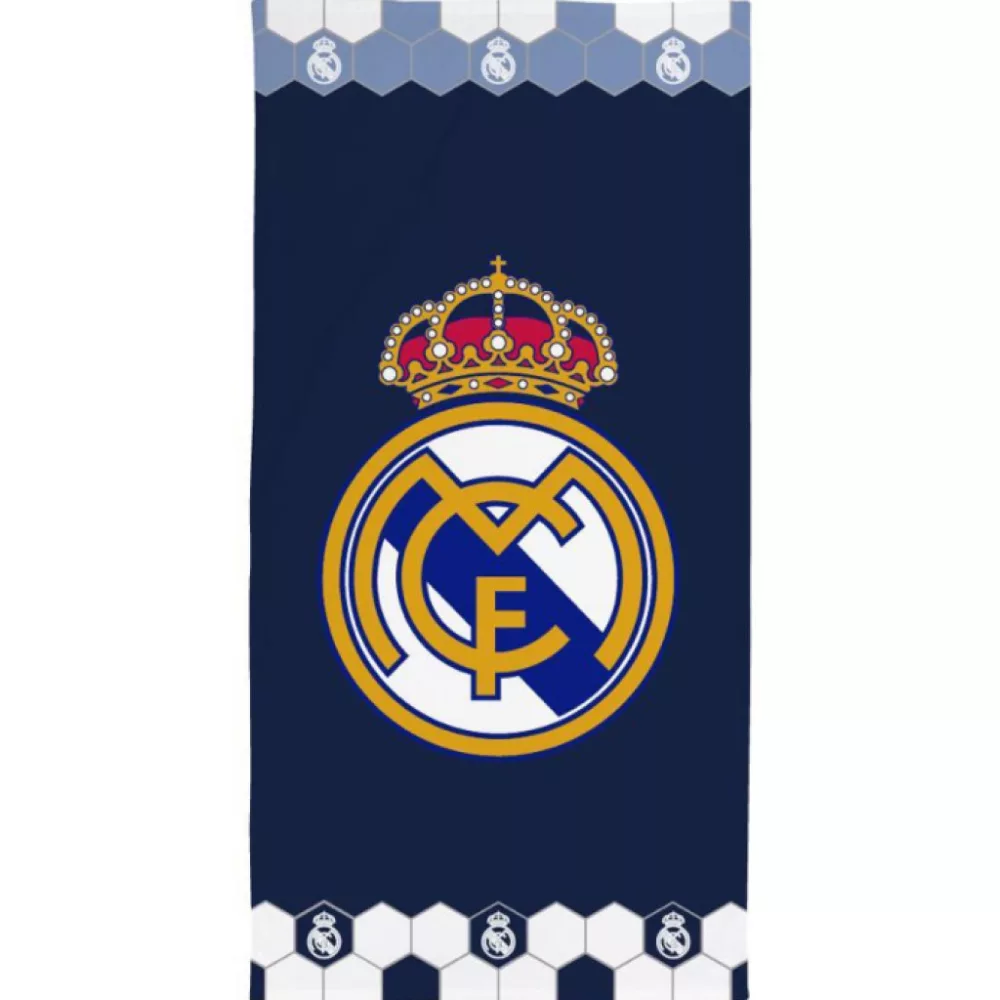 Real Madrid strandlaken Royal Blue sneldrogend 70 x 140 cm - Blauw - 70 x 140 cm - Polyester