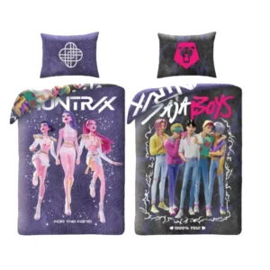 Demon Hunters dekbedovertrek - Paars - 140 x 200 cm - Polyester - kussensloop 70 x 90 cm