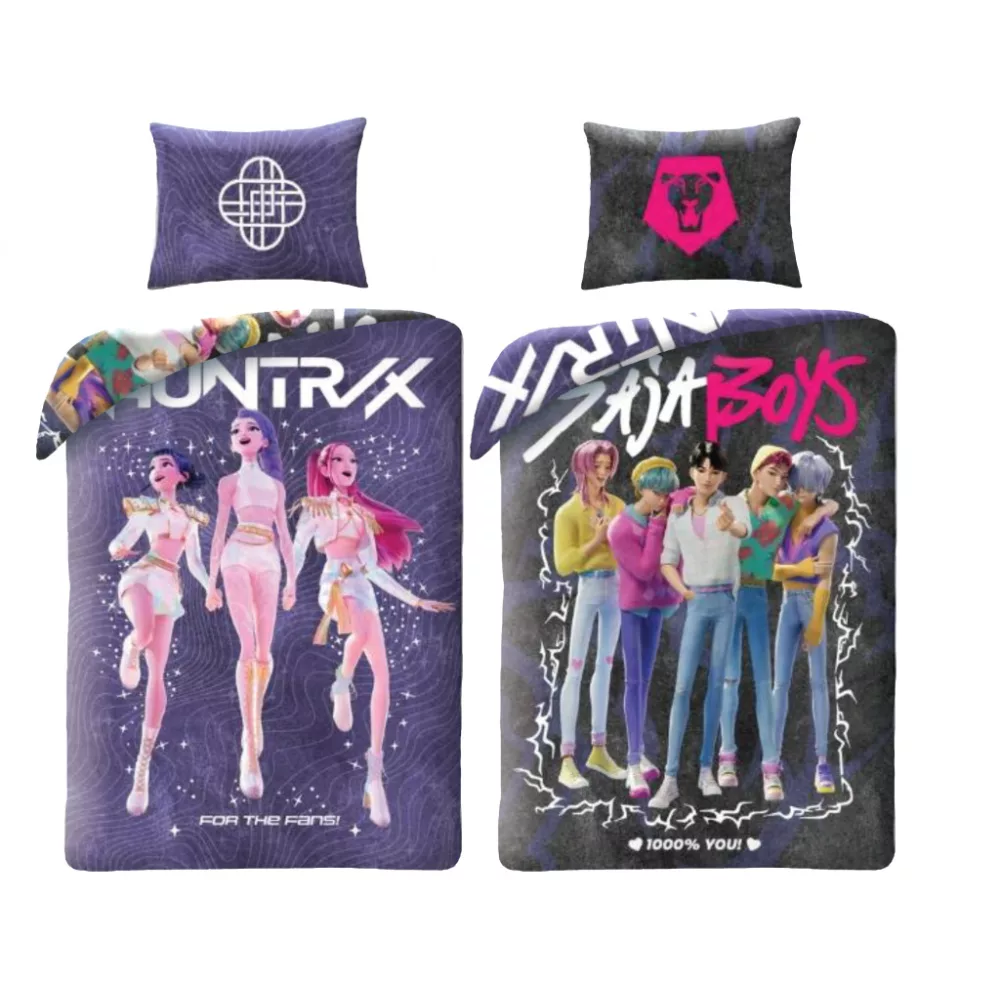 Demon Hunters dekbedovertrek - Paars - 140 x 200 cm - Polyester - kussensloop 70 x 90 cm