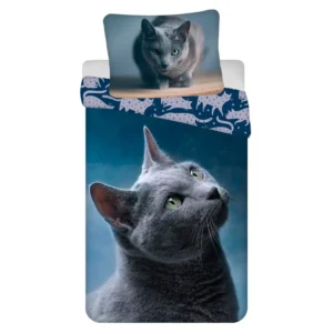 Sweet Home dekbedovertrek Cat Dark 140 x 200 cm - Blauw - 140 x 200 cm - Katoen