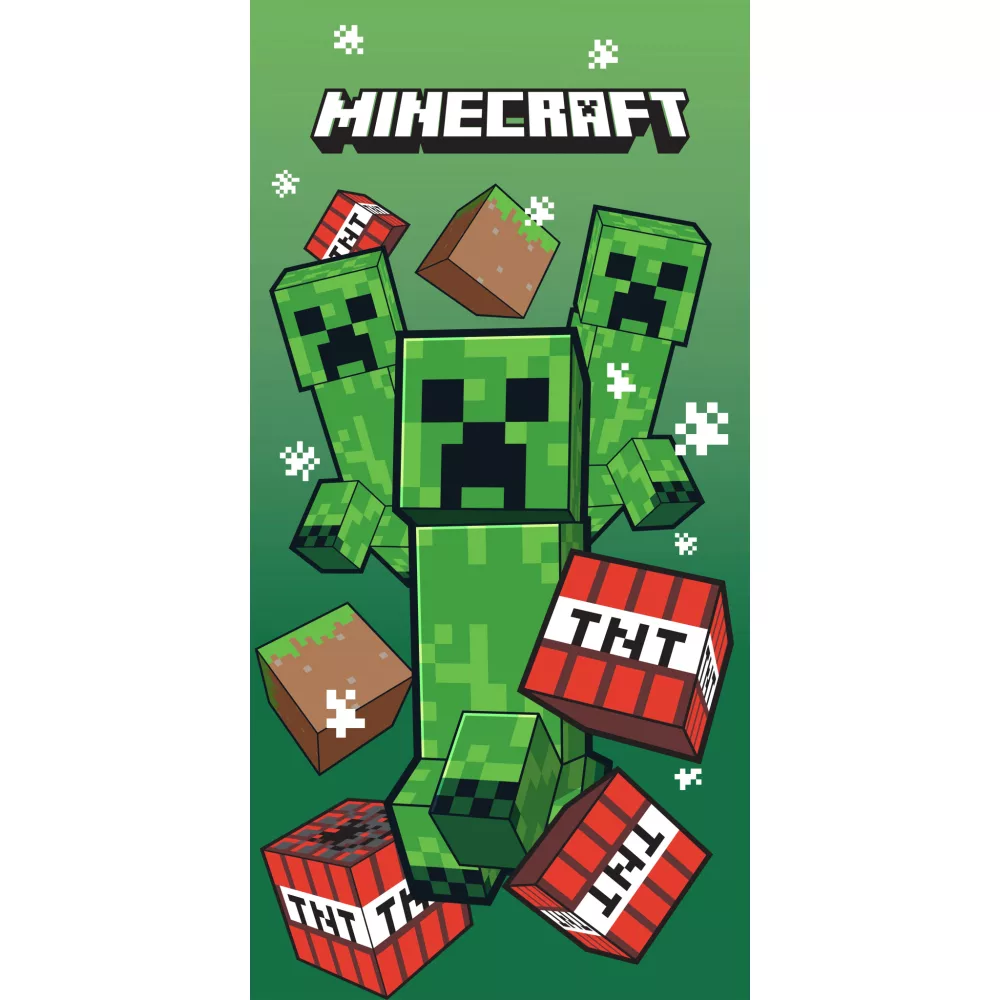 Minecraft strandlaken TNT Creepers sneldrogend 70 x 140 cm - Groen - 70 x 140 cm - Polyester