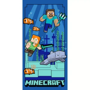 Minecraft strandlaken Underwater Jav sneldrogend 70 x 140 - Blauw - 70 x 140 cm - Polyester
