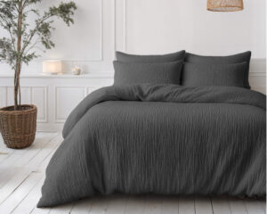 Sleeptime dekbed Mousseline Antraciet 240 x 200 Met K - Antraciet - 200 x 240 cm - 100% Katoen Mousseline