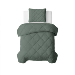 Sleeptime kussensloop cm - Grijs/Groen - 140 x 200 cm - 100% Polyester Microvezel