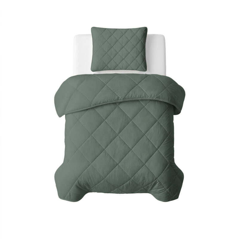 Sleeptime Lazy Dekbed Uni Grijs/Groen 140 x 200 Met Kussensloop cm