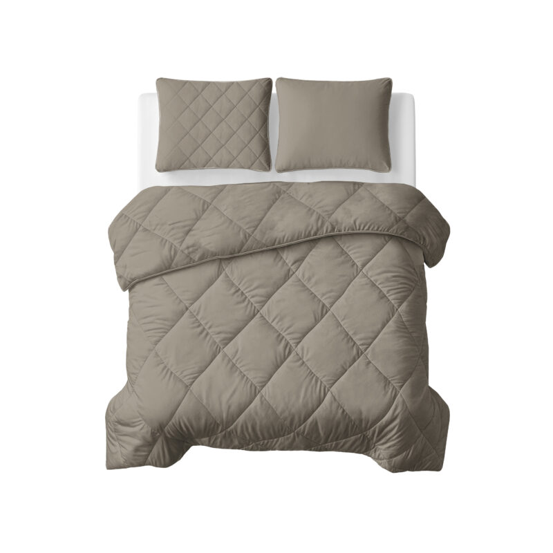 Sleeptime Lazy Dekbed Uni Taupe/Grijs 240 x 200 Met Kussenslopen cm