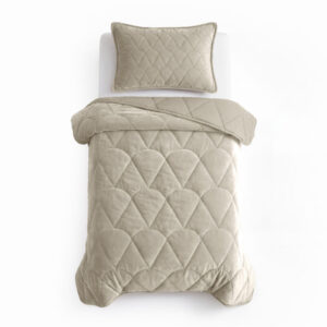 Sleeptime kussensloop cm - Taupe/Grijs - 140 x 200 cm - 100% Polyester Velvet