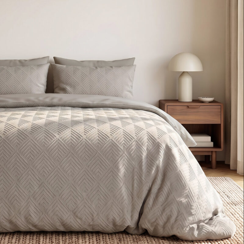 Modern Geo Taupe - Sleeptime bed 200 x 220 cm van Microvezel