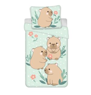 Capybara dekbedovertrek Mint Blossom 140 x 200 cm - Mint - 140 x 200 cm - 100% katoen