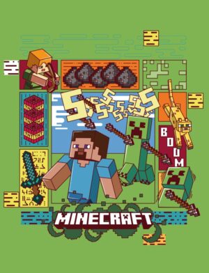 Minecraft fleece deken Collage Groen 130 x 170 cm - Groen - 130 x 170 cm - 100% Polyester