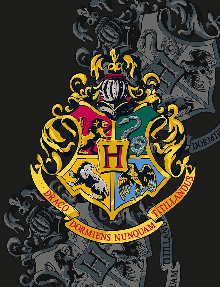 Harry Potter fleece deken Zweinstein Wapen Zwart 130 x 170 cm - Zwart - 130 x 170 cm - 100% Polyester