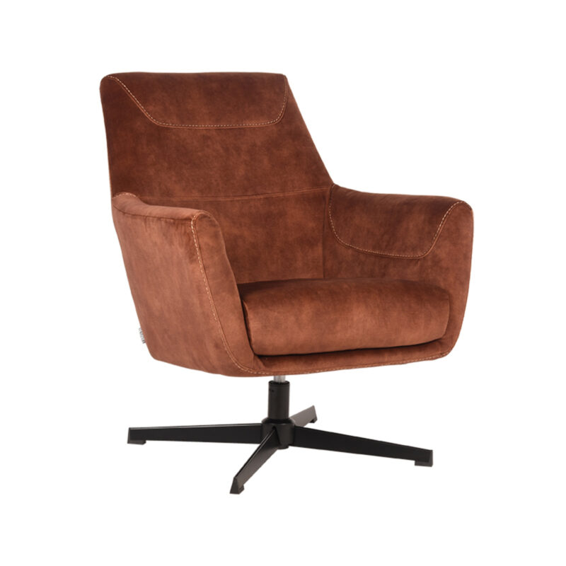 LABEL51 Fauteuil Toby - Rust - Velours - One Size Toby
