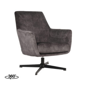 LABEL51 Fauteuil Toby - Antraciet - Velours - One Size