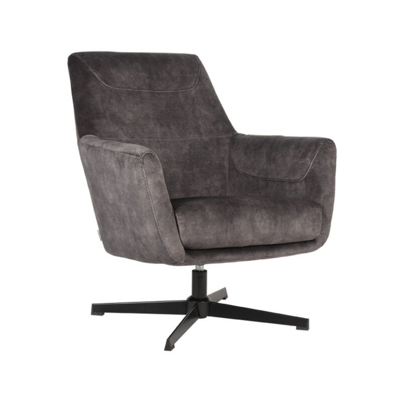 LABEL51 Fauteuil Toby - Antraciet - Velours - One Size Toby