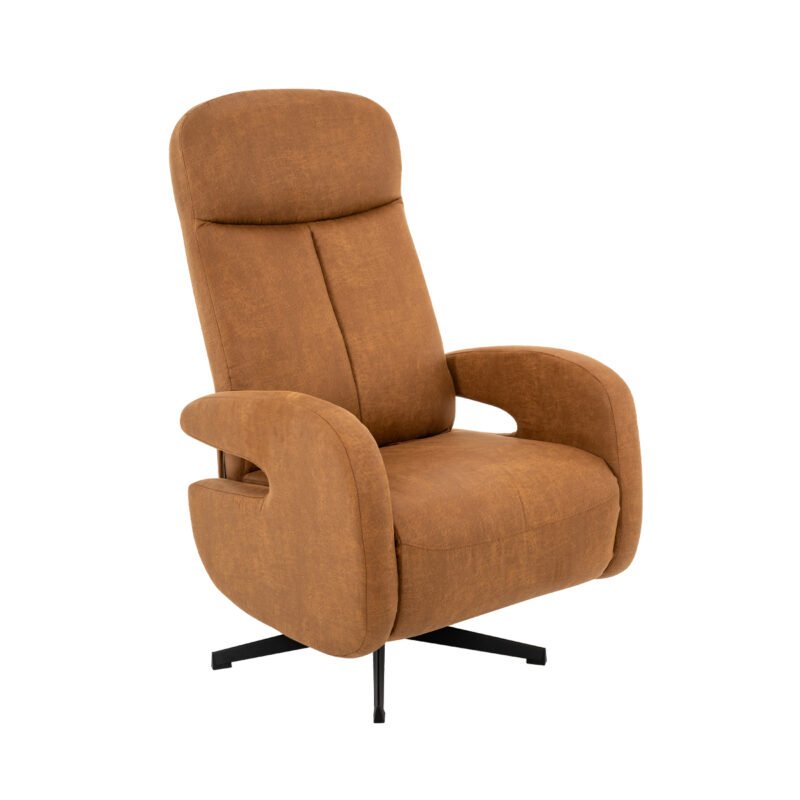 LABEL51 Fauteuil Esbjerg - Cognac - Micro Suede - Manueel Verstelbaar Esbjerg