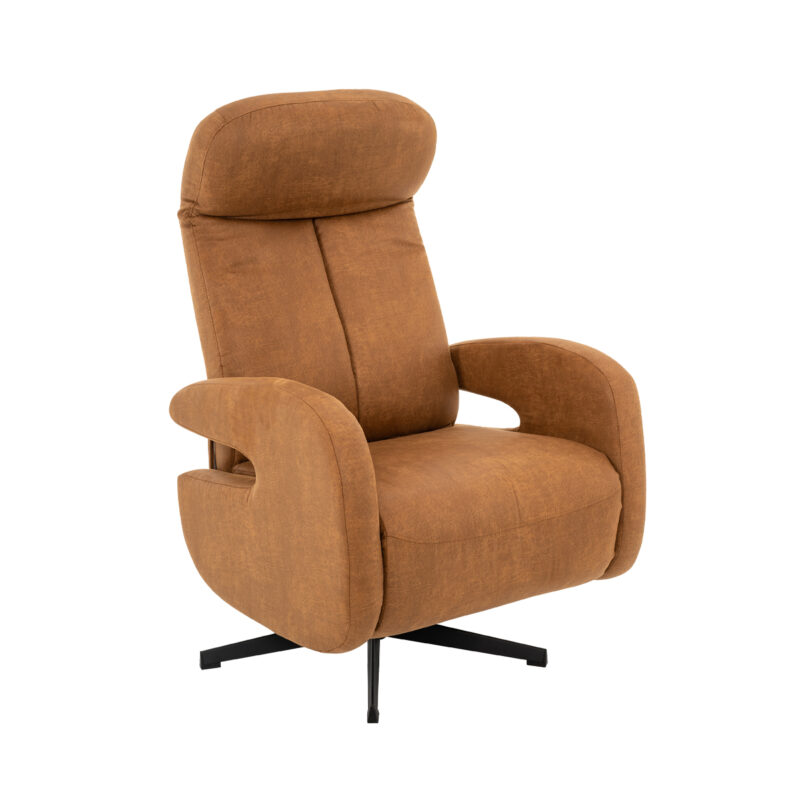 LABEL51 Fauteuil Esbjerg - Cognac - Micro Suede - Manueel Verstelbaar Micro Suede