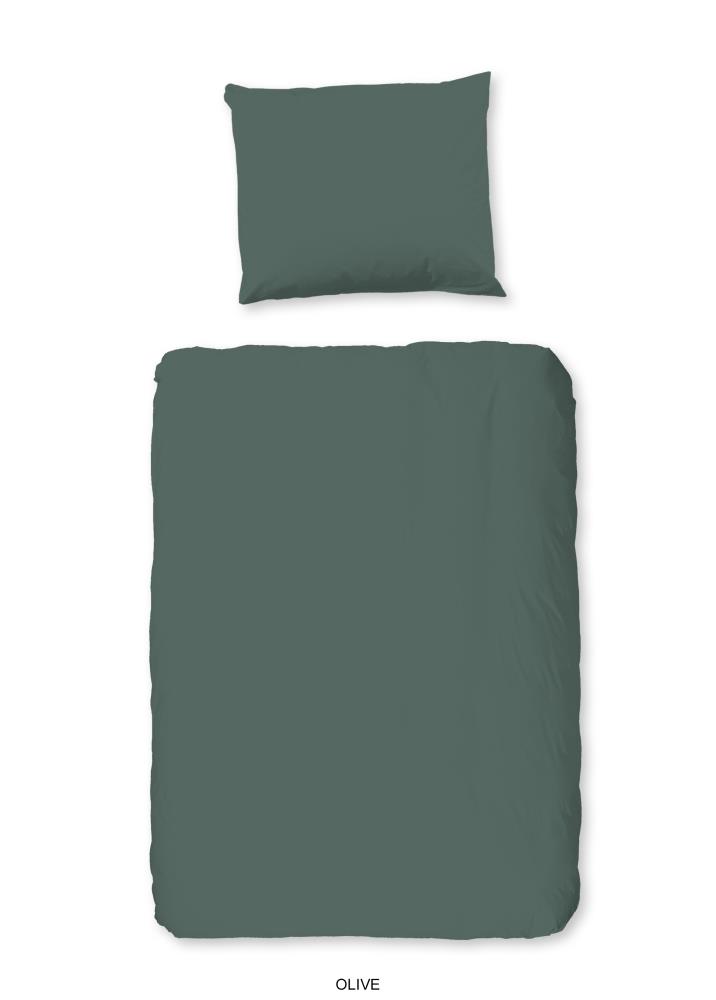 Good Morning Dekbedovertrek "Uni" - Groen - (120x150 cm) - 100% Katoen