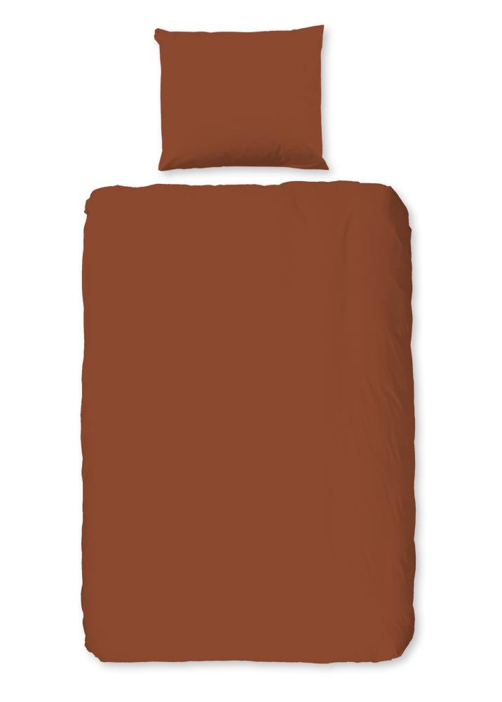 Good Morning Dekbedovertrek "Uni" - Bruin - (140x220 cm) - 100% Katoen