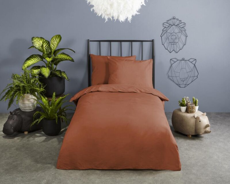 100% katoen dekbedset van Good Morning in 140 x 220 cm - Bruin