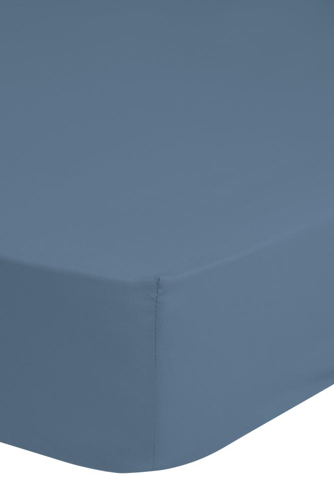 HIP Hoeslaken "Uni" - Blauw - (100x200 cm) - 100% Katoen