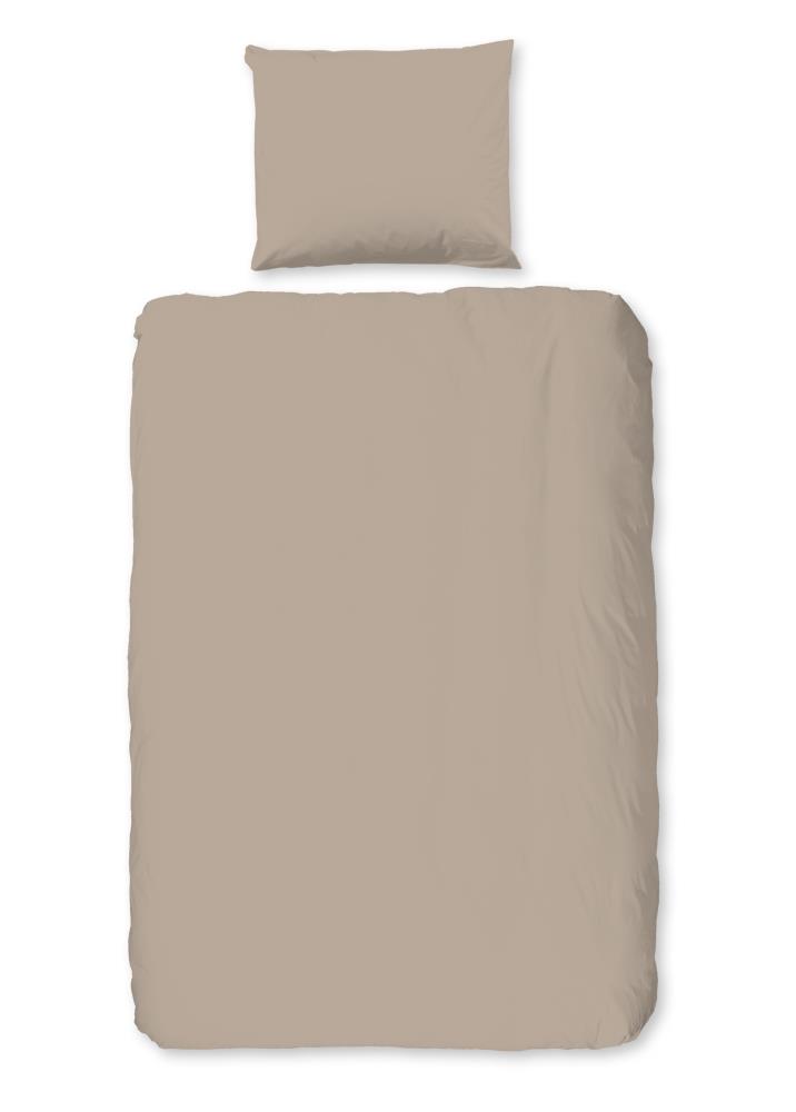Good Morning Dekbedovertrek "Uni" - Bruin - (140x220 cm) - 100% Katoen