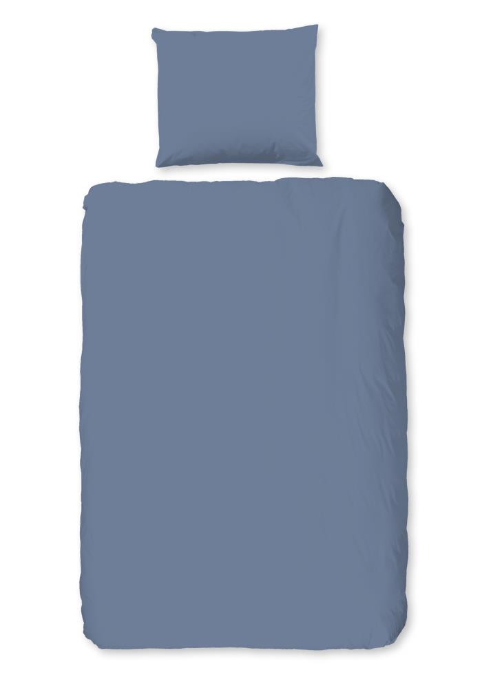 Good Morning Dekbedovertrek "Uni" - Blauw - (140x220 cm) - 100% Katoen