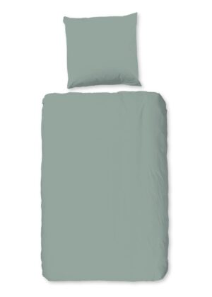 Good Morning dekbedovertrek - Groen - 155 x 220 cm - 100% katoen - kussensloop 80 x 80 cm