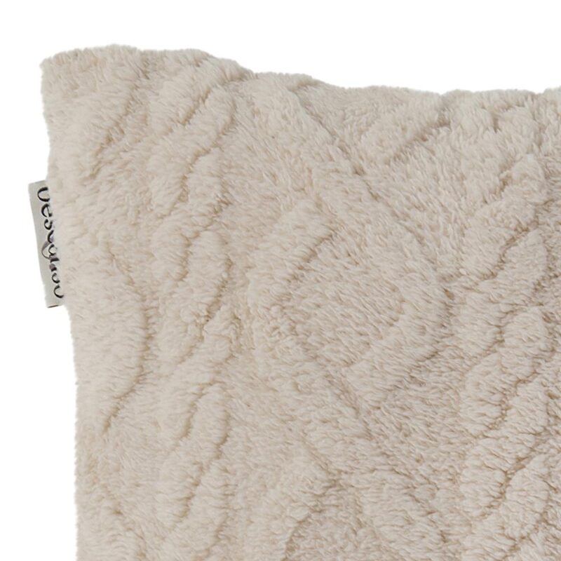 100% Polyester decoratiekussen Jacquard teddy van Descanso in 40 x 40 cm - Off-Wit