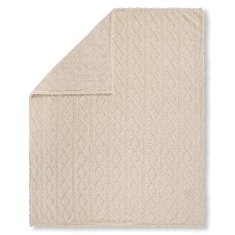 Descanso plaid Jacquard teddy - Off-Wit - 130 x 160 cm - 100% Polyester