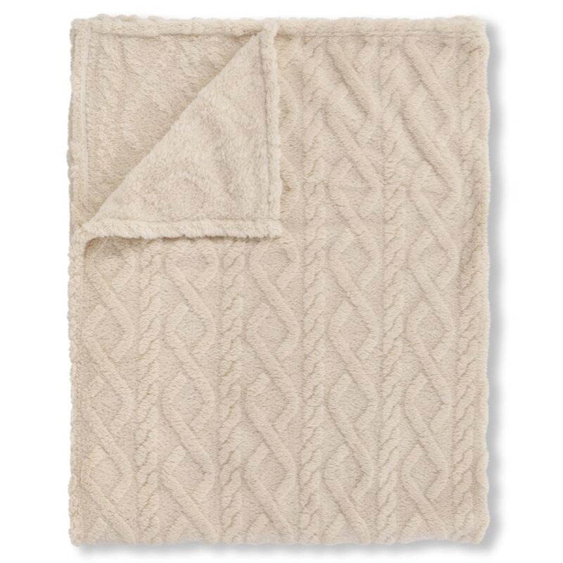 100% Polyester deken Jacquard teddy van Descanso in 130 x 160 cm - Off-Wit