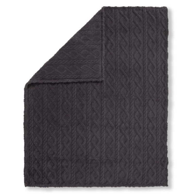 Descanso plaid Jacquard teddy - Grijs - 130 x 160 cm - 100% Polyester