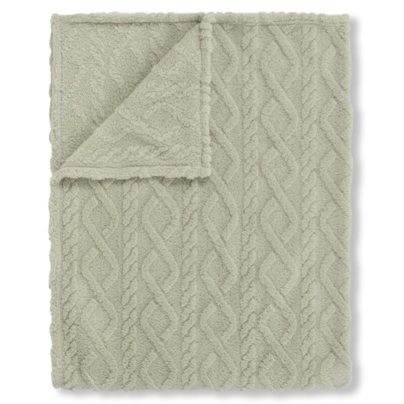 100% Polyester deken Jacquard teddy van Descanso in 130 x 160 cm - Groen