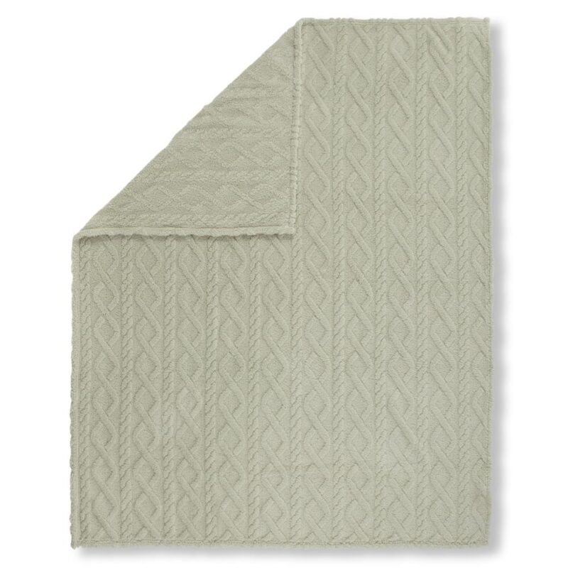 Descanso plaid Jacquard teddy - Groen - 130 x 160 cm - 100% Polyester