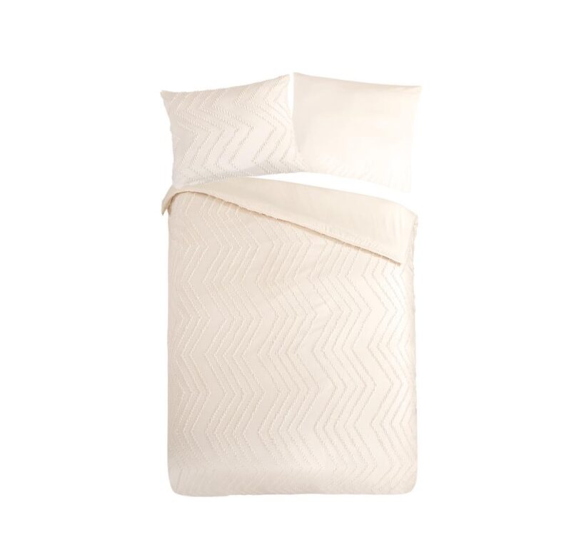 Zigzag overtrek van Pure, 140 x 220 cm, kussensloop 60 x 70 cm - Off-Wit