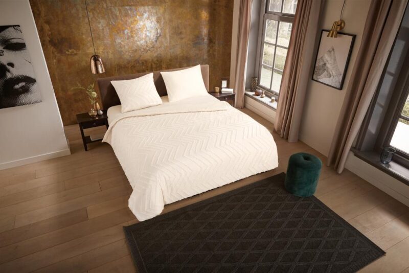 100% Polyester dekbedset Zigzag van Pure in 140 x 220 cm - Off-Wit