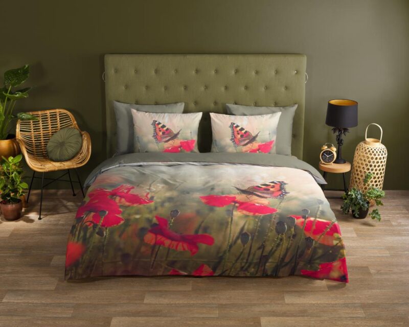 100% katoen dekbedset Poppies van Good Morning in 200 x 220 cm