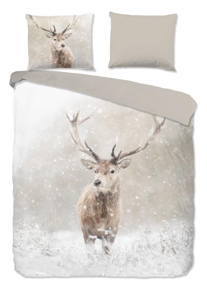Good Morning Dekbedovertrek "Snowydeer" - Bruin - (200x220 cm) - 100% Katoen