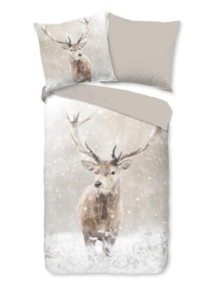 Good Morning dekbedovertrek Snowydeer - Bruin - 155 x 220 cm - 100% katoen