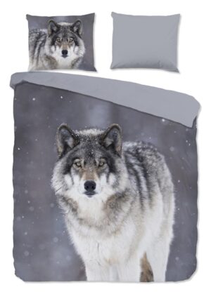 Good Morning dekbedovertrek Wolfie - Grijs - 200 x 220 cm - 100% katoen