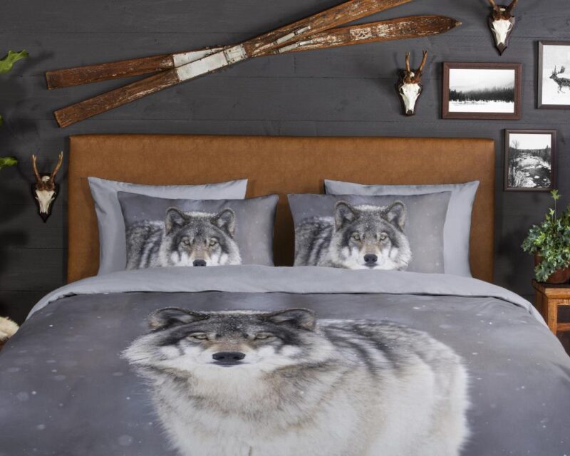 Beddengoed Wolfie 200 x 220 cm van Good Morning, Grijs