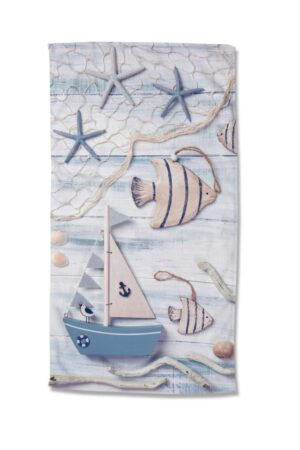 Good Morning strandlaken Maritim - Blauw - 100 x 180 cm - 100% Polyester