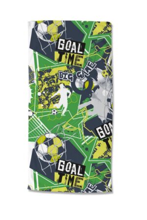 Good Morning strandlaken Goaltime - Groen - 75 x 150 cm - 100% Polyester