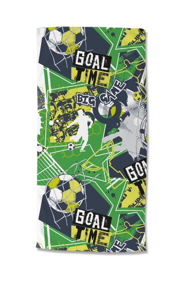 Good Morning strandlaken Goaltime - Groen - 75 x 150 cm - 100% Polyester