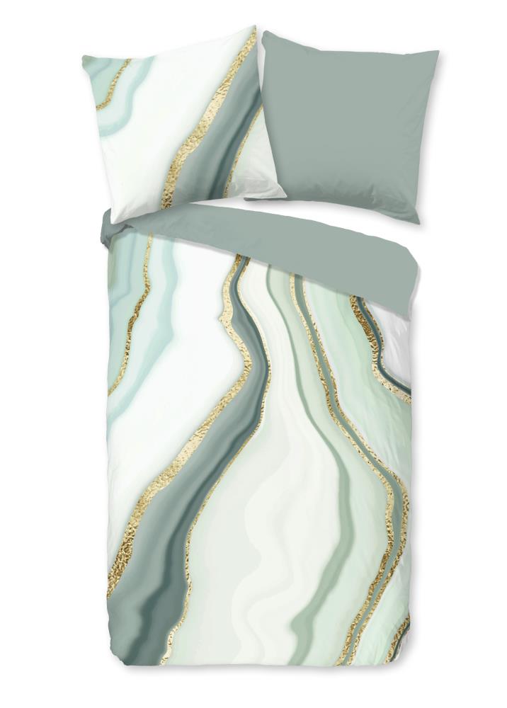 Good Morning Dekbedovertrek "Quincy" - Groen - (155x220 cm) - 100% Katoen
