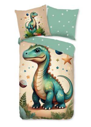 Good Morning dekbedovertrek Milo - Groen - 135 x 200 cm - 100% katoen
